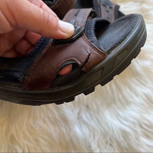 Ecco 69564 Brown Leather Yucatán Velcro Open Toe Sandals Men’s Size 42 US 8/8.5 - Picture 4 of 7